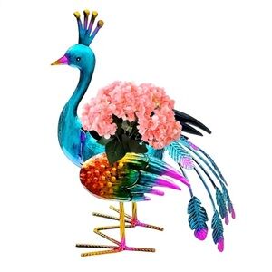Peacock Metal Harden Statue with Planter - Indoor or Outdoor ($FIRM)